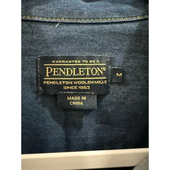 Pendleton Woolen Mills Denim Button Down Shirt Size Medium NWT MSRP $99 - Picture 3 of 8